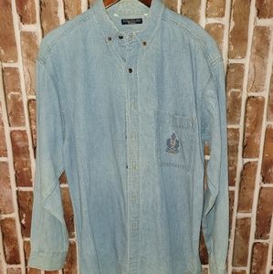 Vintage 90s  Bugle Boy Mens denim button up size L